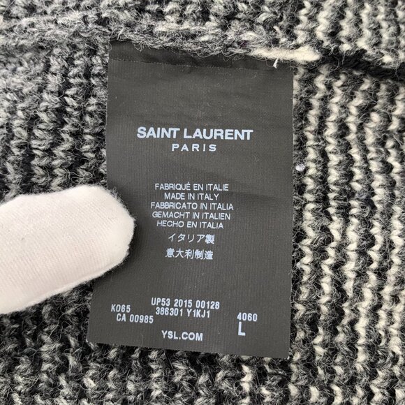 H14322 Saint Laurent slp Saint Laurent Dark gray checked wool round neck long sl - Picture 6 of 8
